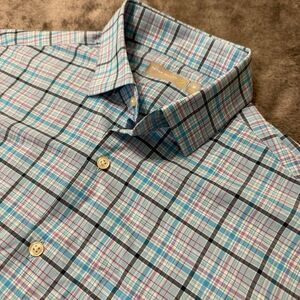 Peter Millar Men’s Sz M Featherweight Blue Plaid Avila Golf & Country‎ Club Logo